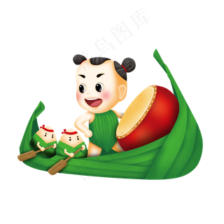 粽子粽娃划船端午元素