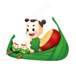 粽子粽娃划船端午元素
