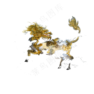 祥瑞麒麟神兽黄金云PNG,免抠元素