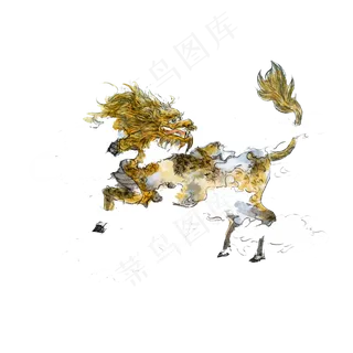 祥瑞麒麟神兽黄金云PNG,免抠元素