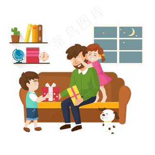 送礼物的孩子们矢量素材
