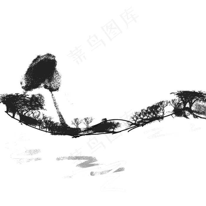 矢量山水水墨画素材