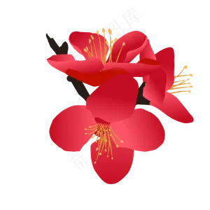 矢量免扣卡通海棠花