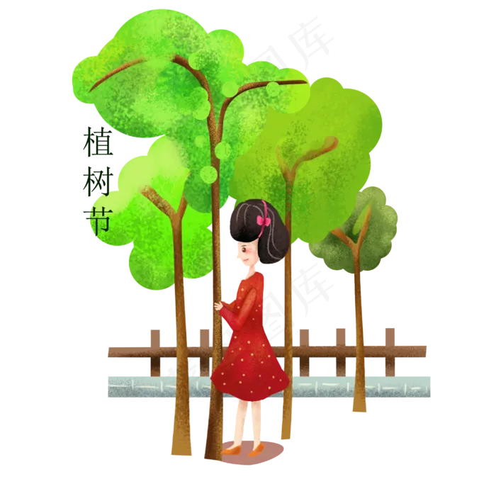 植树节漂亮的小女孩(3000X3000(DPI:300))psd模版下载