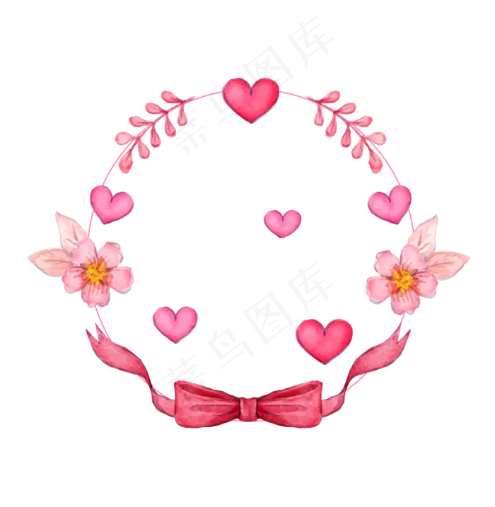粉色温馨水彩花卉边框ai矢量模版下载