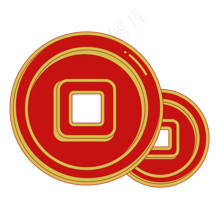 中国风铜钱手绘装饰图案,免抠元素(2000*2000px 300 dpi )ai矢量模版下载