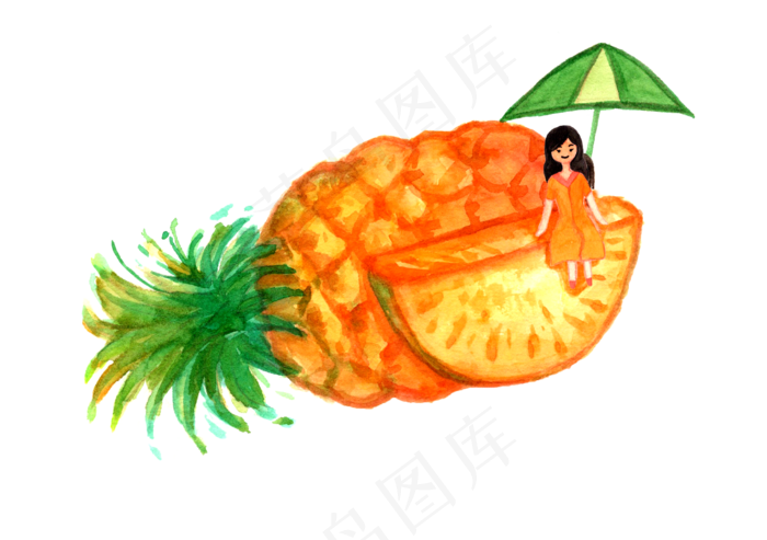 夏日手绘水果小人装饰图(2480X1748(DPI:300))psd模版下载