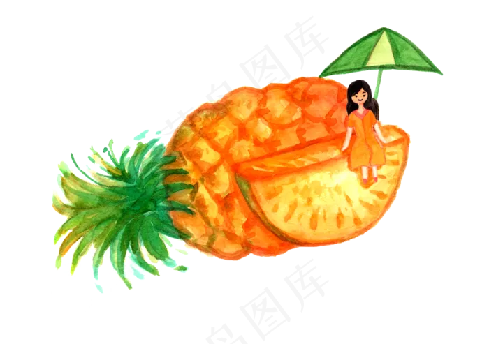 夏日手绘水果小人装饰图(2480X1748(DPI:300))psd模版下载