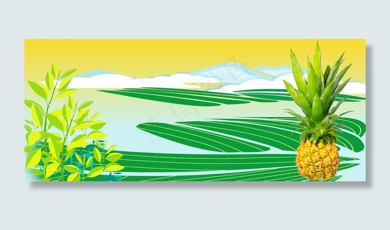 新鲜菠萝宣传海报背景