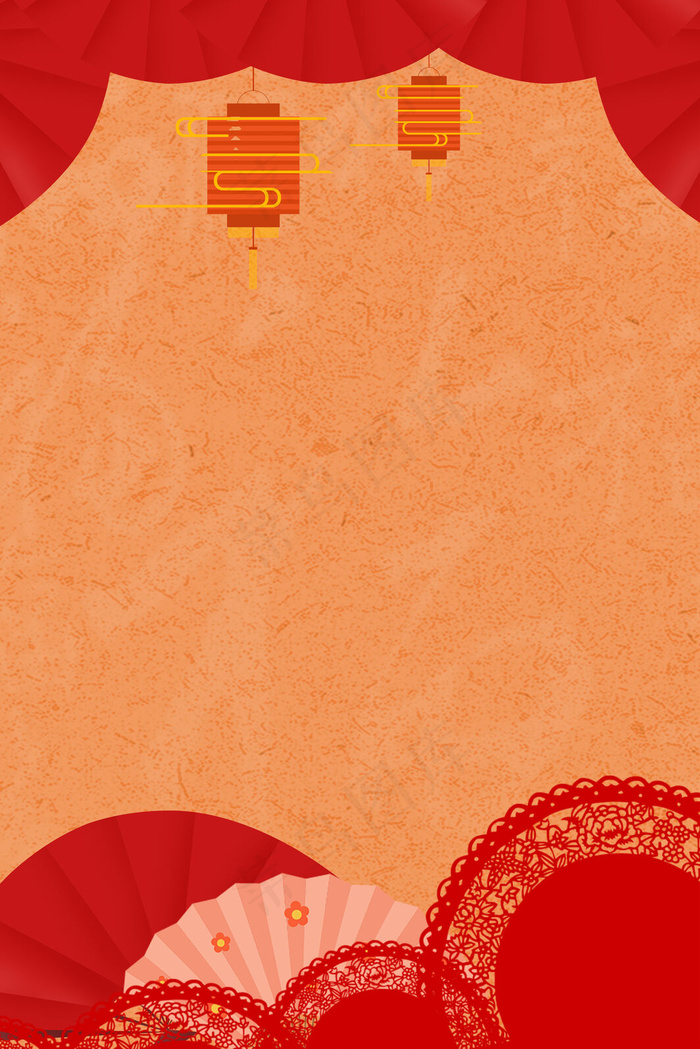 中国风纸扇剪纸psd分层banner