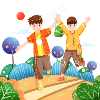 端午节中国风粽子人物免抠素材