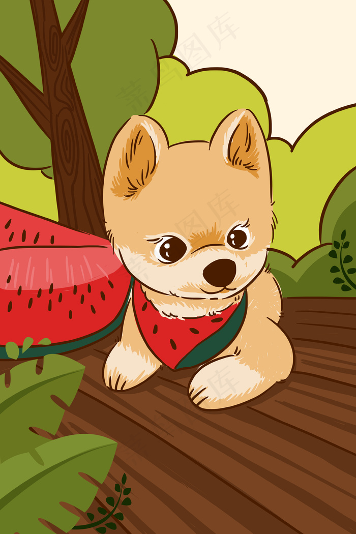 萌宠狗狗手绘插画