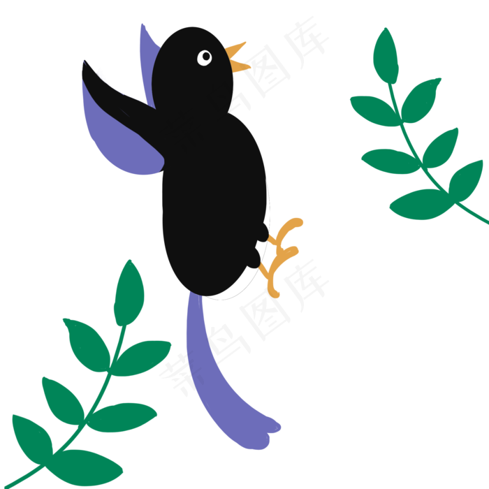 灰色创意喜鹊鸟类元素,免抠元素