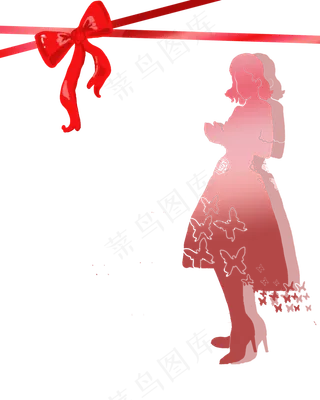 女王节高跟鞋蝴蝶结女生,免抠元素