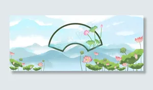 复古中国风六月荷花风景图