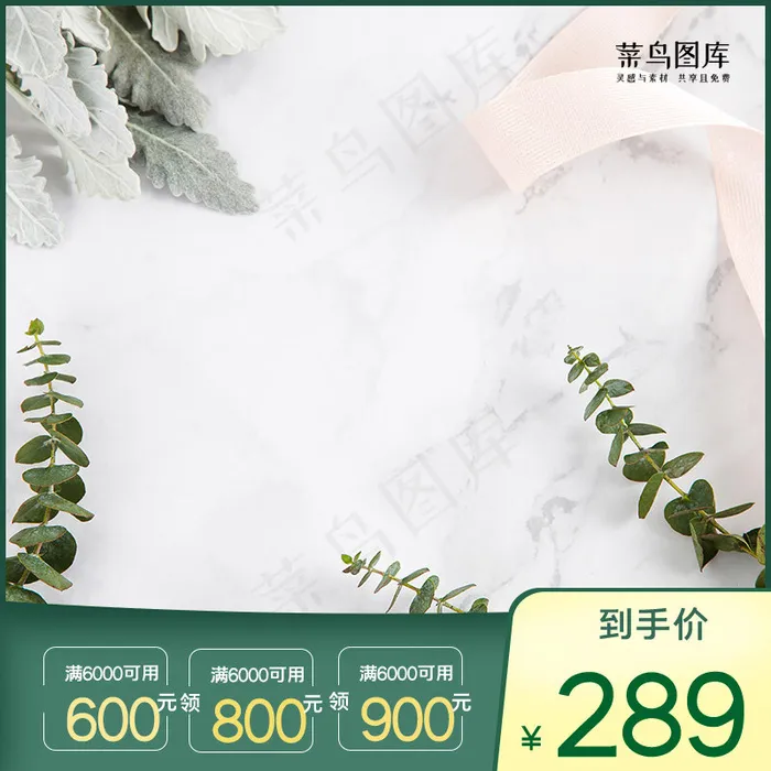 化妆品树叶绿色清新主图(800*800px)psd模版下载