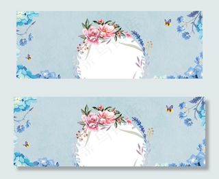 复古手绘花朵古风简约风格banner