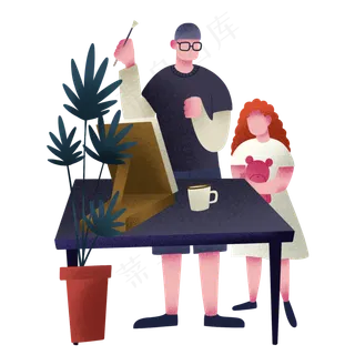 扁平肌理风绘画父亲