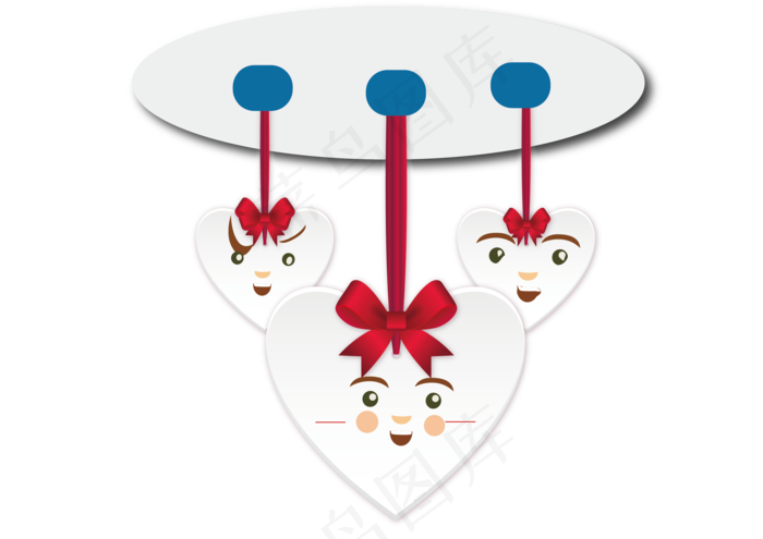 商务浪漫白色爱心悬挂优惠券