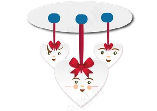 商务浪漫白色爱心悬挂优惠券