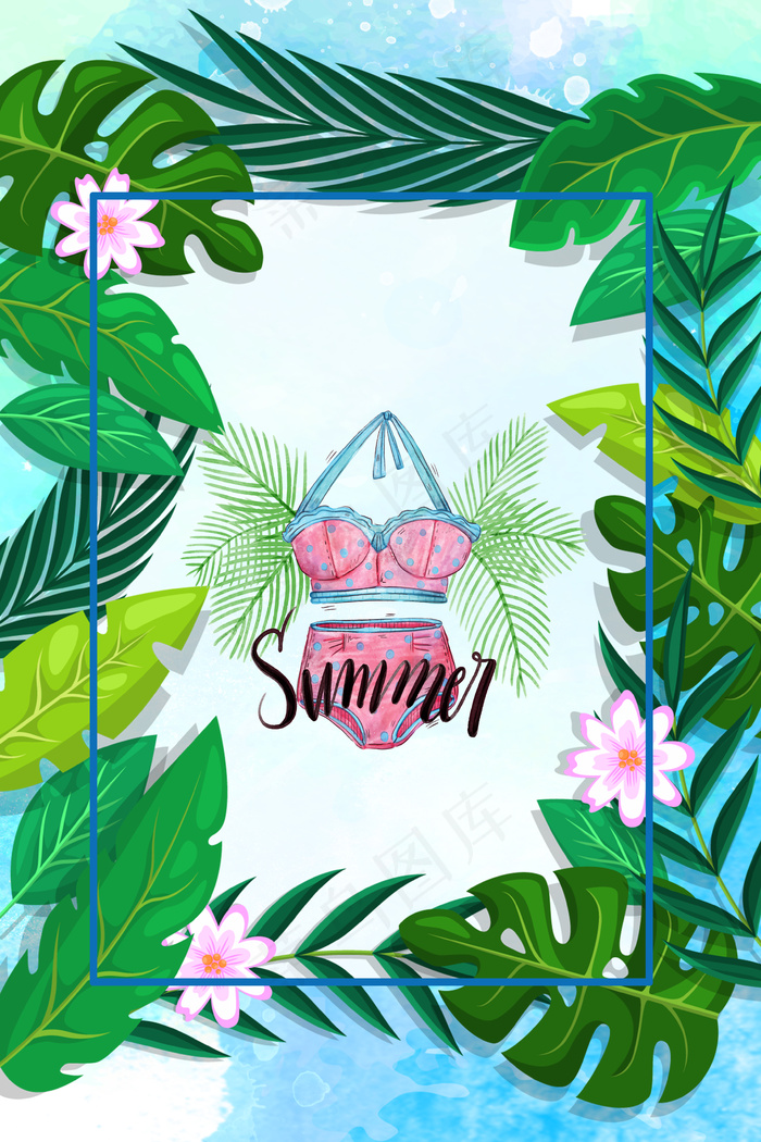 夏季植物电商背景