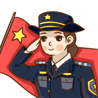 八一建军节敬礼的女警察