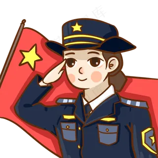 八一建军节敬礼的女警察