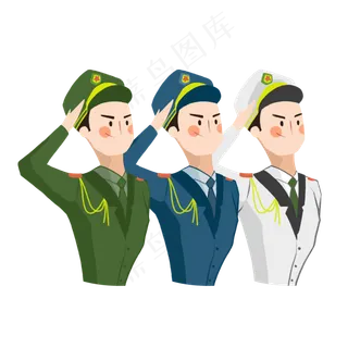 建军节海陆空军人敬礼