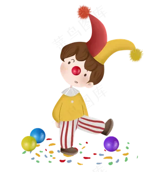 愚人节小丑和彩色球