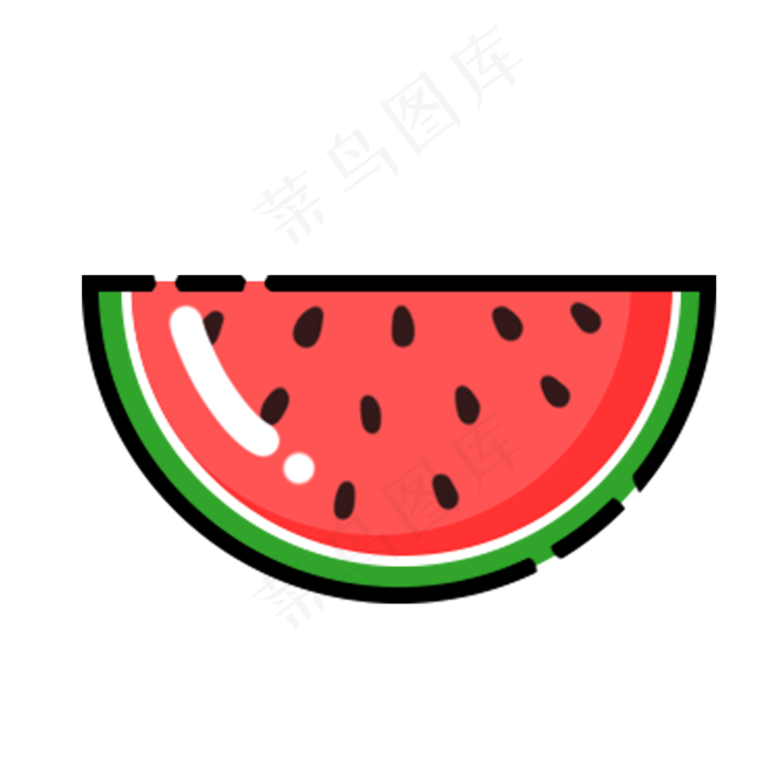 mbe风格水果果蔬西瓜手绘插画psd
