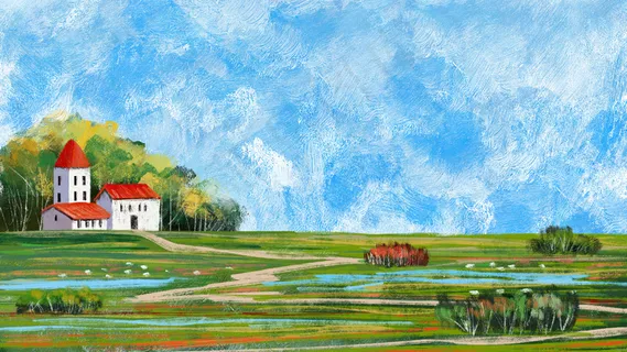 夏日乡村油画风景小清新 夏日乡村油画风景小清新