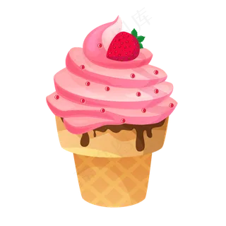 粉色草莓味冰激凌,免抠元素