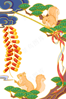 鼠年贺岁国潮边框,免抠元素