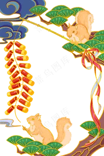 鼠年贺岁国潮边框,免抠元素