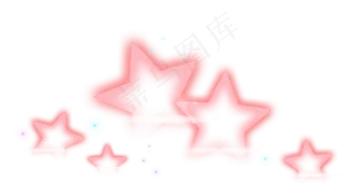 红色梦幻荧光星星,免抠元素