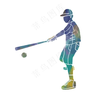 水彩运动棒球体育素材