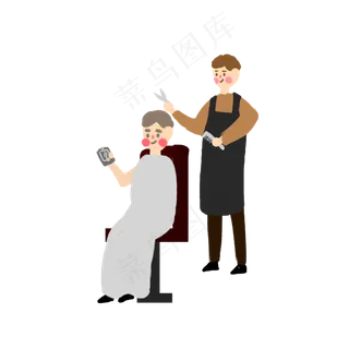 在二月二龙抬头剪发的男生,免抠元素