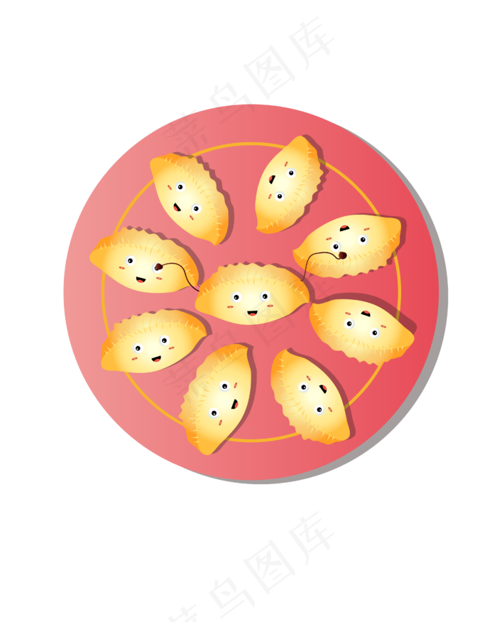 矢量手绘卡通饺子,免抠元素(4167*5208px 300 dpi )ai矢量模版下载