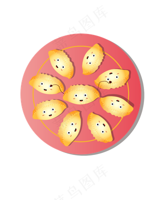 矢量手绘卡通饺子,免抠元素