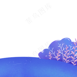 蓝色浪漫情人节风景画免抠图