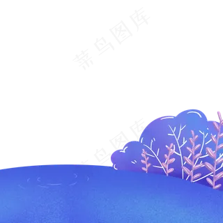 蓝色浪漫情人节风景画免抠图