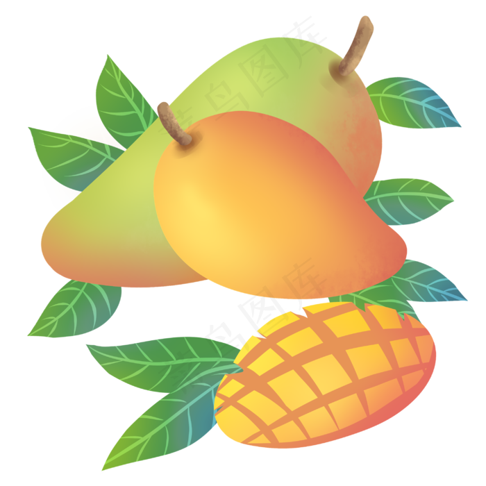 新鲜芒果水果插画