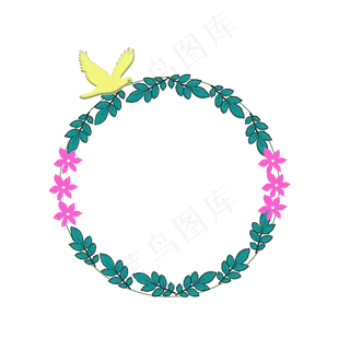 小清新花鸟圆形边框,免抠元素 小清新花鸟圆形边框,免抠元素