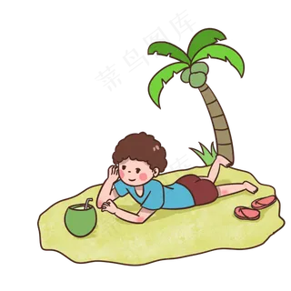 夏天在沙滩上玩耍的男孩