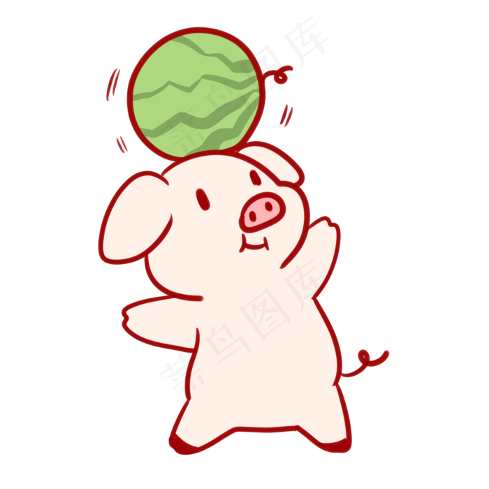 头顶西瓜的小猪(2100X2100(DPI:300))psd模版下载