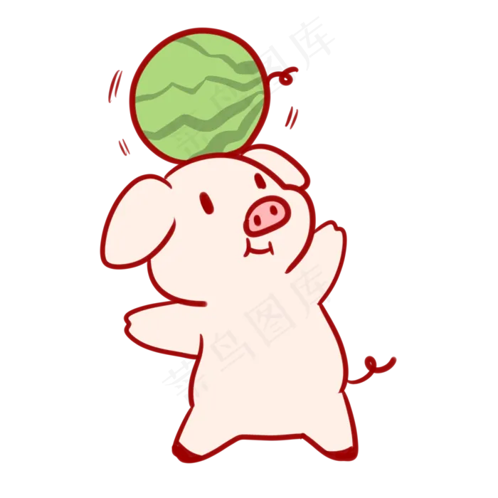 头顶西瓜的小猪(2100X2100(DPI:300))psd模版下载