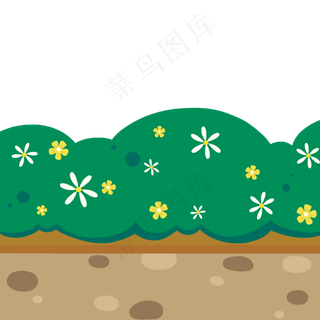 绿植花坛花丛手绘卡通免扣