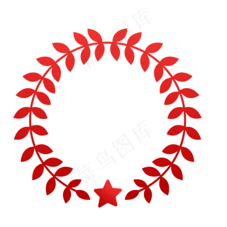 红色七一八一爱国橄榄枝简约边框,免抠元素