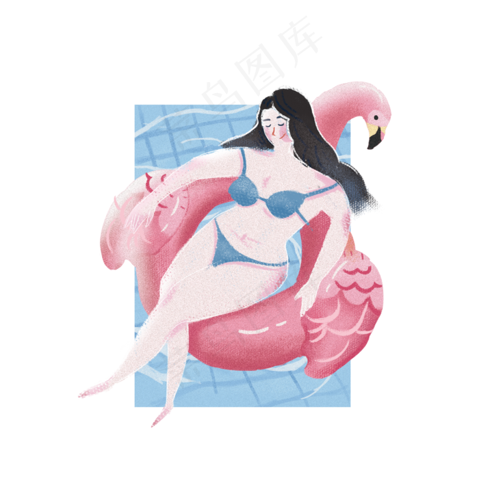 夏日游泳圈火烈鸟,免抠元素