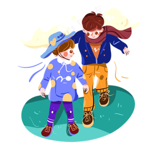 儿童节一起玩耍的哥哥弟弟手绘p